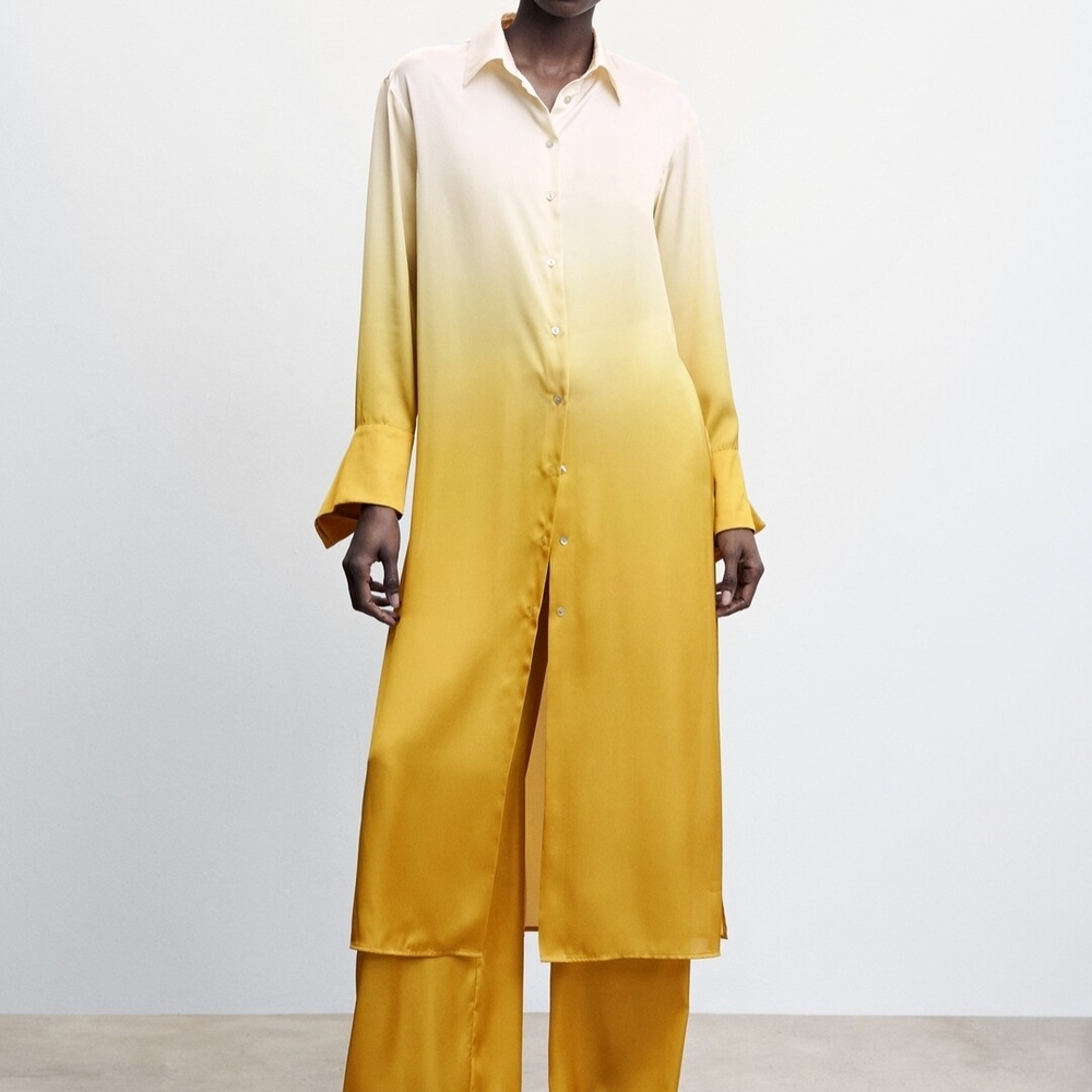 NWT Mango Yellow Ombre Button Down Blouse